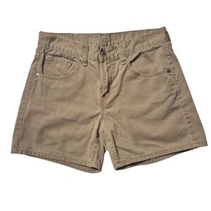 Levi's Khaki Shorts Women 8 Mid Rise Classic Denim Cotton Casual Beige